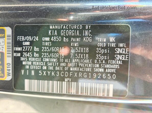 5XYK3CDFXRG192650 2024 KIA SPORTAGE Black Շարժիչի բաժամունքի տեսք