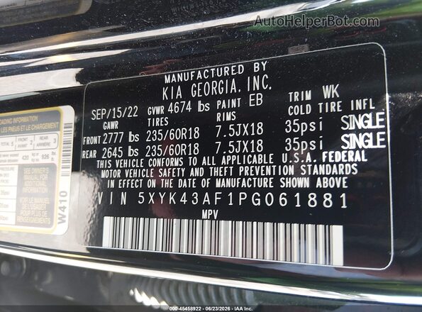 5XYK43AF1PG061881 2023 KIA SPORTAGE Черный Вид подкапотного пространства