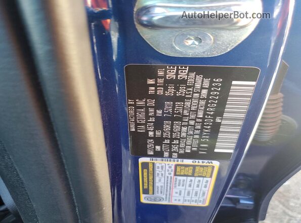 5XYK43DF4RG229236 2024 KIA SPORTAGE Blue VIN կոդի պիտակի տեսք