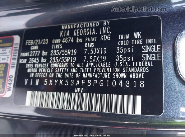 5XYK53AF8PG104318 2023 KIA SPORTAGE Gray Շարժիչի բաժամունքի տեսք