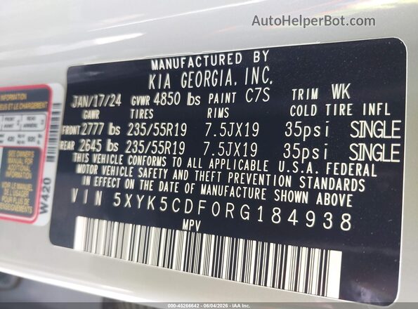 5XYK5CDF0RG184938 2024 KIA SPORTAGE Gray Engine compartment view