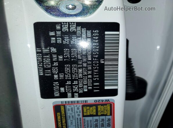 5XYK5CDF4SG284496 2025 KIA SPORTAGE White სალონის 360-გრადუსიანი ხედი