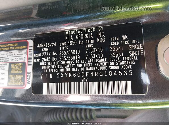 5XYK6CDF4RG184535 2024 KIA SPORTAGE Black ძრავის განყოფილების ხედი