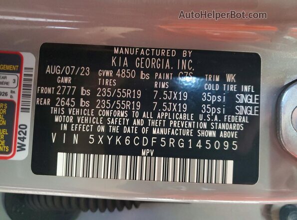 5XYK6CDF5RG145095 2024 KIA SPORTAGE Gray 