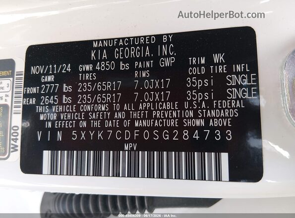 5XYK7CDF0SG284733 2025 KIA SPORTAGE White Շարժիչի բաժամունքի տեսք