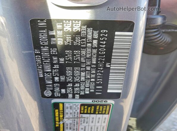 5XYP24HC2LG044529 2020 KIA TELLURIDE Gray 