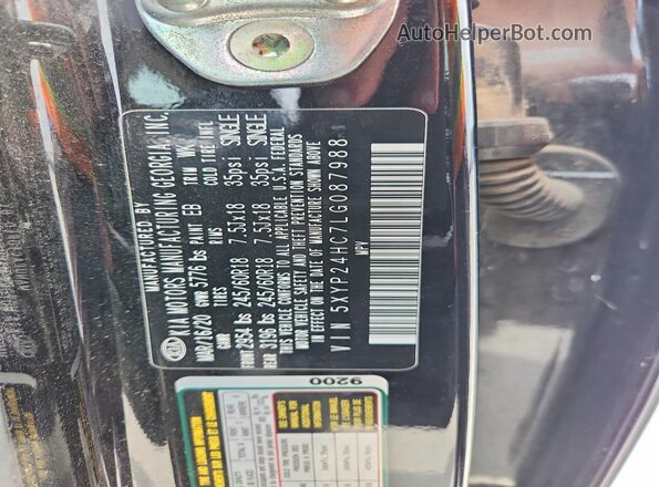 5XYP24HC7LG087988 2020 KIA TELLURIDE Black Engine compartment view