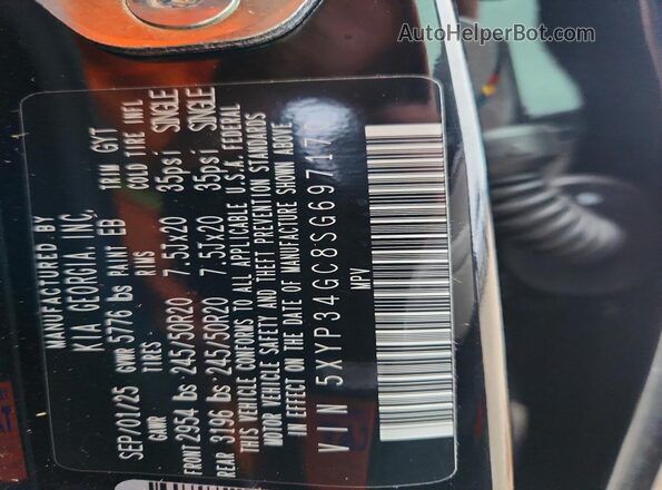 5XYP34GC8SG697170 2025 KIA TELLURIDE Черный Панорамный вид салона 360°