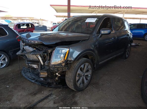 5XYP34HC2MG138683 2021 KIA TELLURIDE Gray Առջևի ձախ երեք քառորդ տեսարան