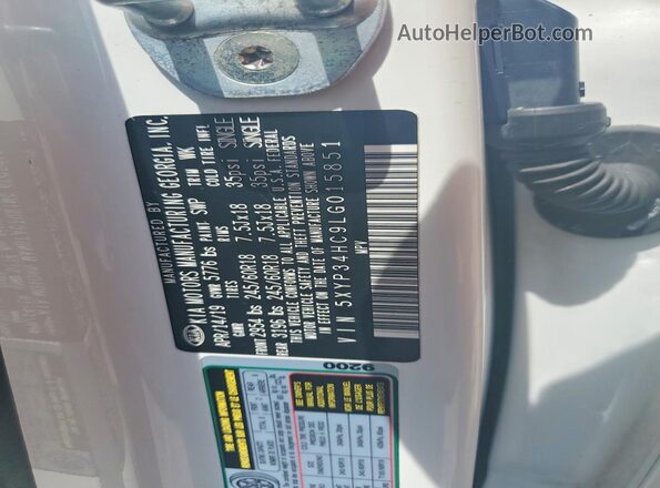 5XYP34HC9LG015851 2020 KIA TELLURIDE White Vista interior de 360 grados