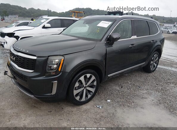 5XYP34HC9NG264475 2022 KIA TELLURIDE Gray Vista tres cuartos delantera izquierda