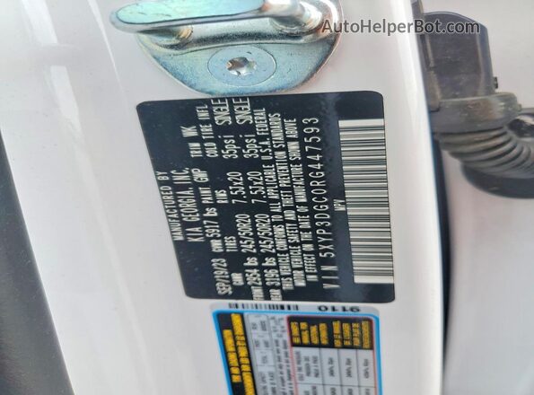 5XYP3DGC0RG447593 2024 KIA TELLURIDE White VIN sticker view