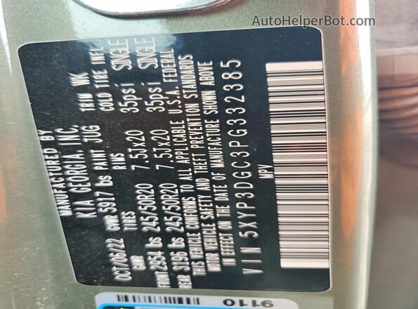 5XYP3DGC3PG332385 2023 KIA TELLURIDE Зеленый Вид подкапотного пространства