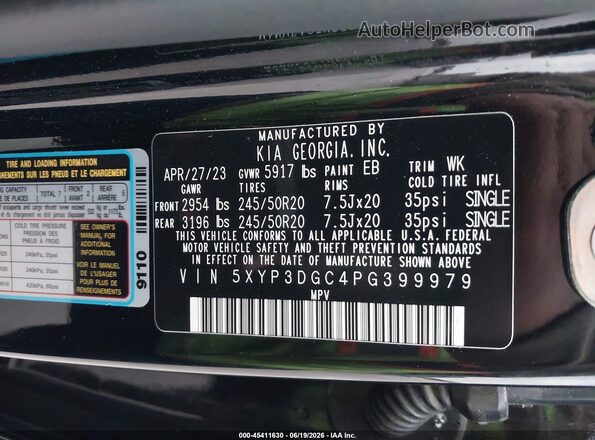 5XYP3DGC4PG399979 2023 KIA TELLURIDE Black Вид підкапотного простору