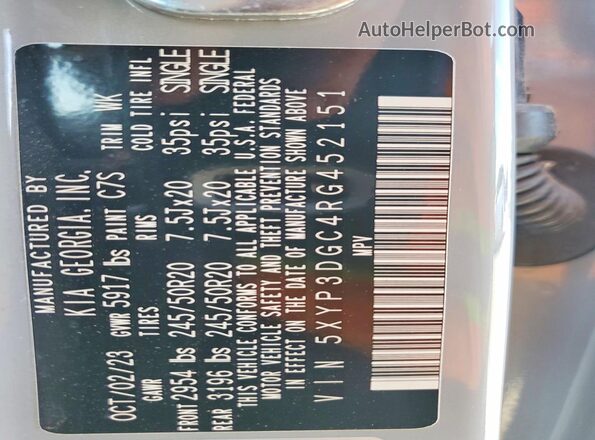 5XYP3DGC4RG452151 2024 KIA TELLURIDE Gray Vista del compartimento del motor