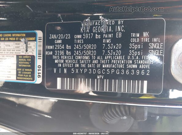 5XYP3DGC5PG363962 2023 KIA TELLURIDE Черный Вид подкапотного пространства