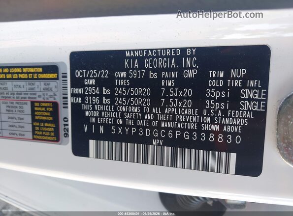 5XYP3DGC6PG338830 2023 KIA TELLURIDE Белый Вид подкапотного пространства