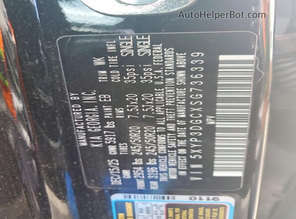 5XYP3DGCXSG736339 2025 KIA TELLURIDE Black Vista de la etiqueta del VIN