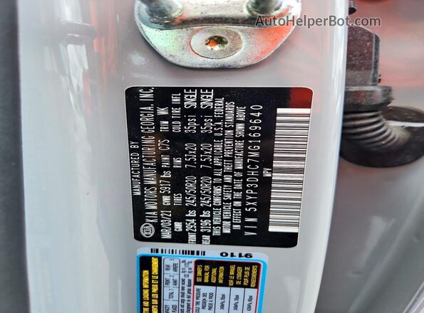 5XYP3DHC7MG169640 2021 KIA TELLURIDE Silver Vista de la etiqueta del VIN