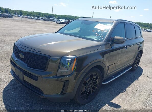 5XYP3DHC8MG128255 2021 KIA TELLURIDE Brown Առջևի ձախ երեք քառորդ տեսարան