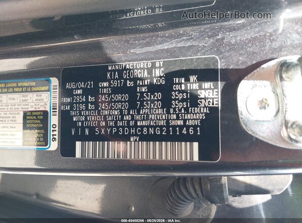 5XYP3DHC8NG211461 2022 KIA TELLURIDE Gray Widok komory silnika