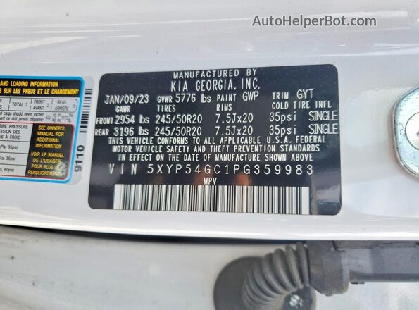 5XYP54GC1PG359983 2023 KIA TELLURIDE White 360 interior view