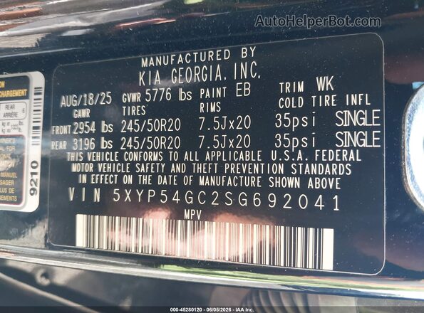 5XYP54GC2SG692041 2025 KIA TELLURIDE Black Engine compartment view