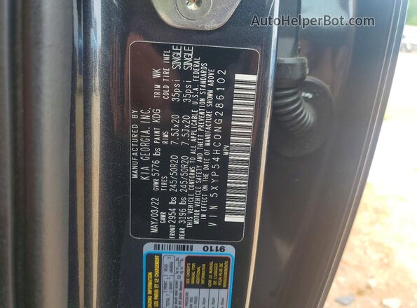 5XYP54HC0NG286102 2022 KIA TELLURIDE Gray Vista interior de 360 grados