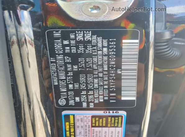 5XYP54HC2MG095361 2021 KIA TELLURIDE Черный Вид наклейки с VIN-кодом