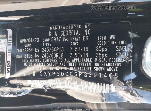 5XYP5DGC6PG391408 2023 KIA TELLURIDE Black Շարժիչի բաժամունքի տեսք