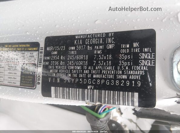 5XYP5DGC8PG382919 2023 KIA TELLURIDE Белый Вид подкапотного пространства