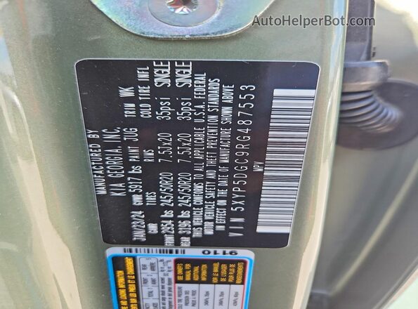5XYP5DGC9RG487553 2024 KIA TELLURIDE Green 360 interior view