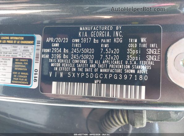 5XYP5DGCXPG397180 2023 KIA TELLURIDE Gray Շարժիչի բաժամունքի տեսք