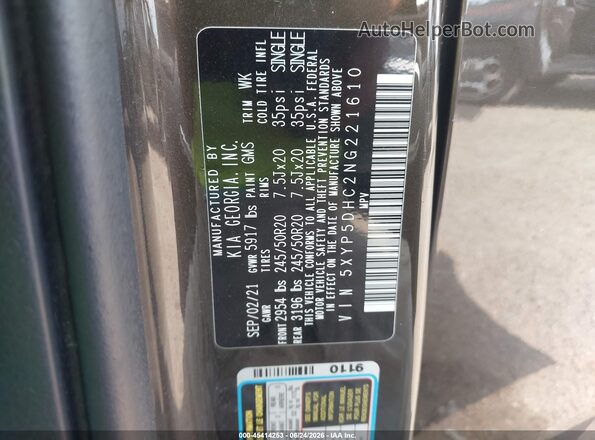 5XYP5DHC2NG221610 2022 KIA TELLURIDE Dark Brown Вид підкапотного простору