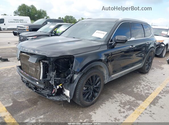 5XYP5DHC2NG278308 2022 KIA TELLURIDE Black წინა მარცხენა ხედი სამი მეოთხედიდან