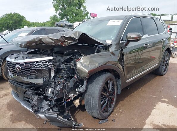 5XYP5DHC6MG129270 2021 KIA TELLURIDE Gray Vista tres cuartos delantera izquierda