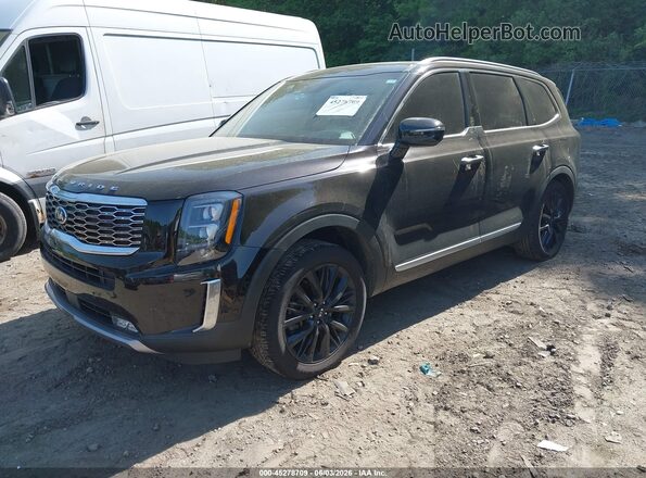 5XYP5DHC8MG119162 2021 KIA TELLURIDE Black Առջևի ձախ երեք քառորդ տեսարան