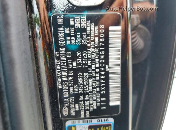 5XYP64HC0MG178008 2021 KIA TELLURIDE Black 