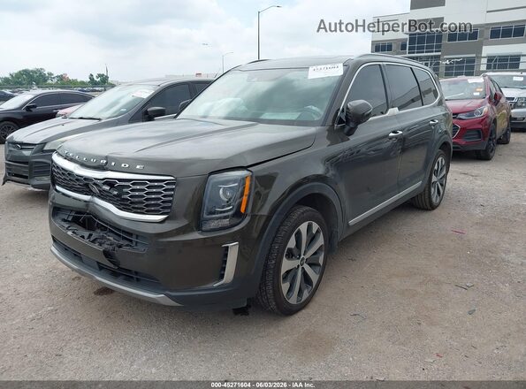 5XYP64HC7MG119019 2021 KIA TELLURIDE Brown Առջևի ձախ երեք քառորդ տեսարան
