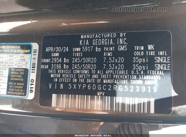 5XYP6DGC2RG523919 2024 KIA TELLURIDE Черный Вид подкапотного пространства