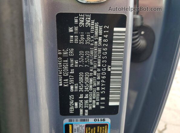 5XYP6DGC3SG628412 2025 KIA TELLURIDE Gray 