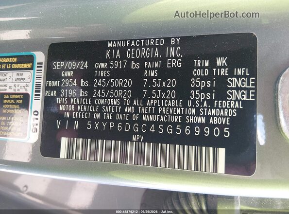 5XYP6DGC4SG569905 2025 KIA TELLURIDE Silver Вид підкапотного простору