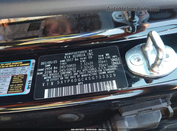 5XYP6DGC4SG733329 2025 KIA TELLURIDE Black Вид підкапотного простору