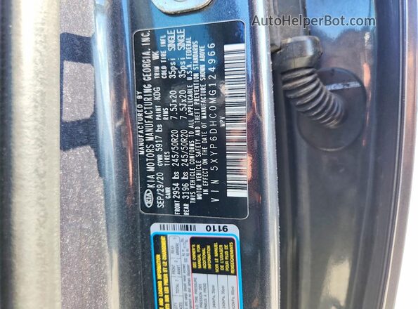 5XYP6DHC0MG124966 2021 KIA TELLURIDE Gray VIN sticker view