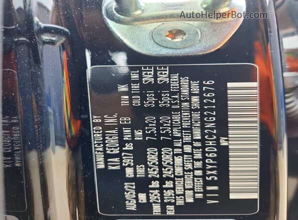 5XYP6DHC2NG212676 2022 KIA TELLURIDE Черный 