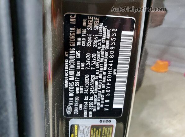 5XYP6DHC4LG095552 2020 KIA TELLURIDE Коричневый 