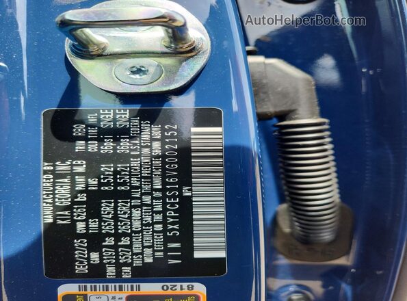 5XYPCES16VG002152 2027 KIA TELLURIDE Blue Vista de la etiqueta del VIN