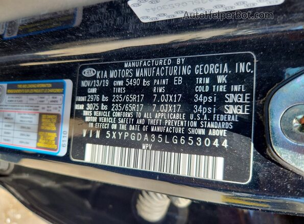 5XYPGDA35LG653044 2020 KIA SORENTO Black Սալոնի 360 աստիճան տեսք