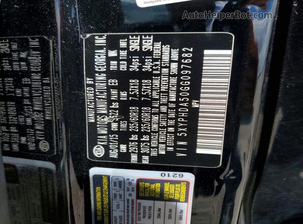 5XYPHDA50GG097682 2016 KIA SORENTO Black 