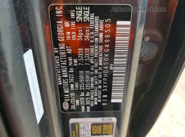 5XYPHDA50KG496505 2019 KIA SORENTO Charcoal 